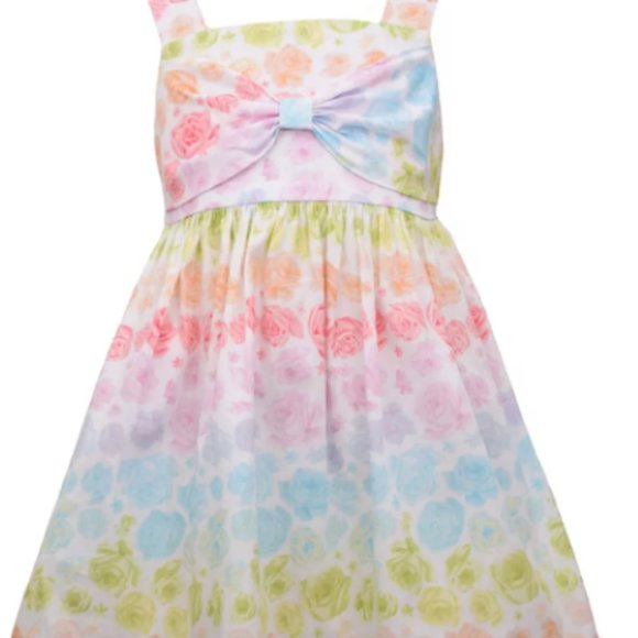 Bonnie Jean Toddler Girls Sleeveless Printed Poplin Sundress with Bow Front